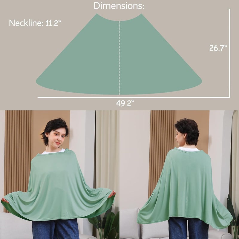 SEJOY Multi-use Nursing Cover for Breastfeeding, 360°Full Coverage Nursing Poncho, Rayon Soft & Breathable Breastfeeding Cover up (Smooth Rayon, Sage Green) - Image 3